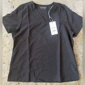 Mandala Black Scrub Top with 1 Chest Pocket Size Large